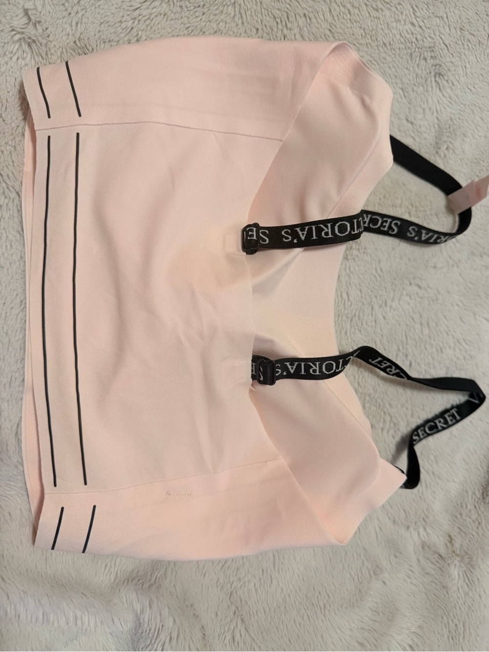 Victoria's Secret Pale Pink Wireless Padded Bralette with Black Straps - Picture 2 of 4